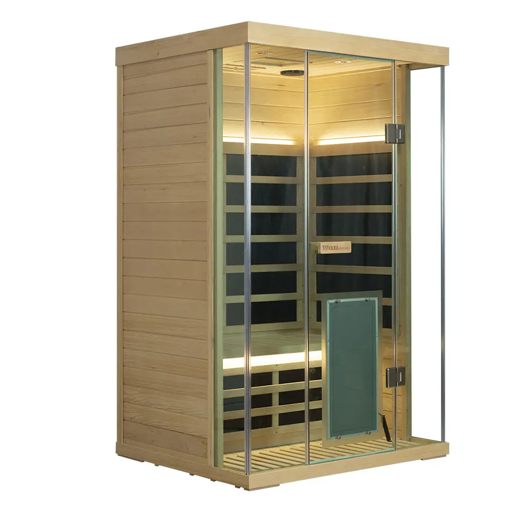 Wizzisaunas SH02 2-Person Infrared Sauna – Hemlock Wood, Smart App & Red Light Therapy