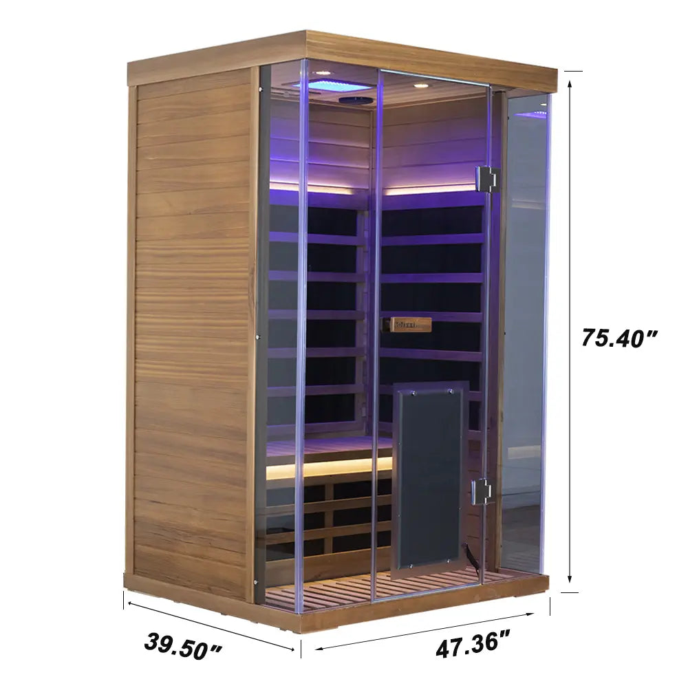SR02 2-Person Red Cedar Infrared Sauna – Carbon Heating, LED Lighting & Bluetooth Audio