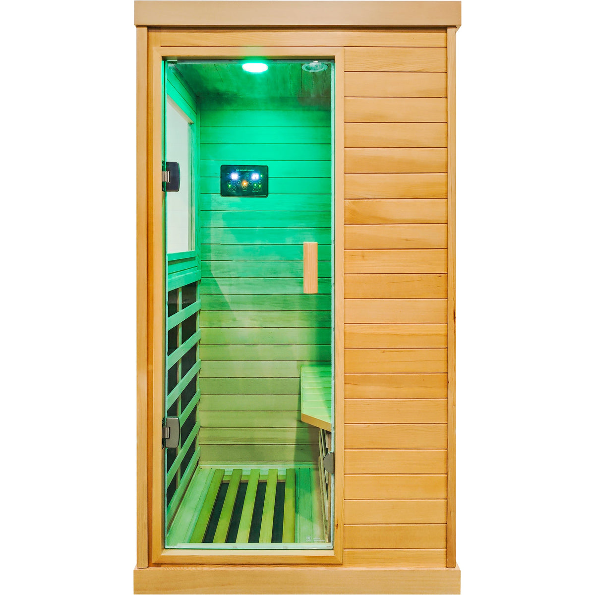 Single-Person Infrared Sauna – Hemlock Wood, 1200W Heating & Bluetooth Audio