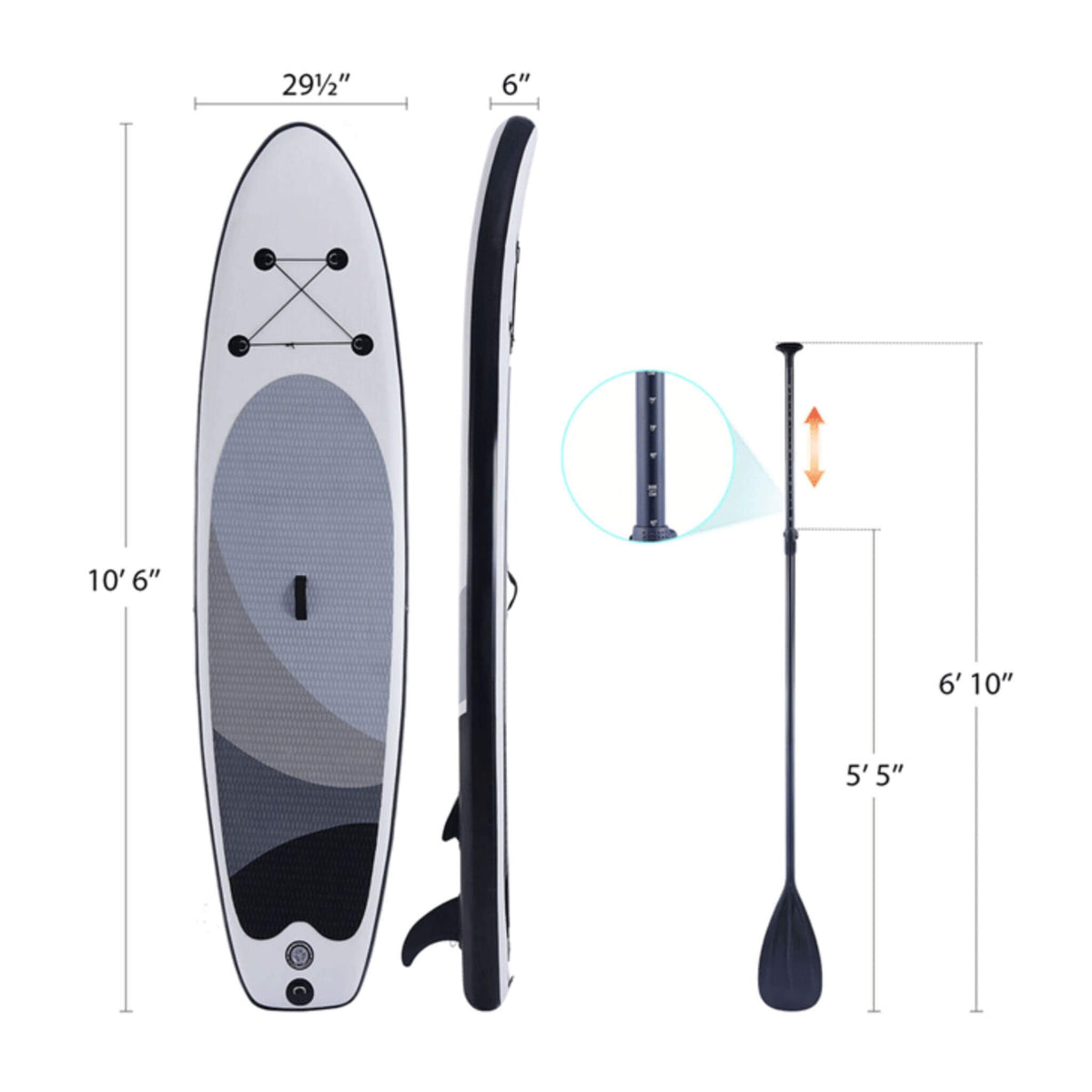 10-Foot Inflatable SUP Paddle Board with Carry Bag - Aloha Swim Wellness