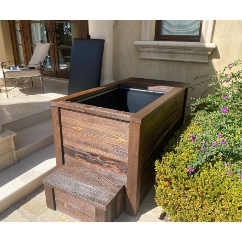 Handcrafted Redwood Cold Plunge – Shou Sugi Ban Finish with 1/4 HP Chiller