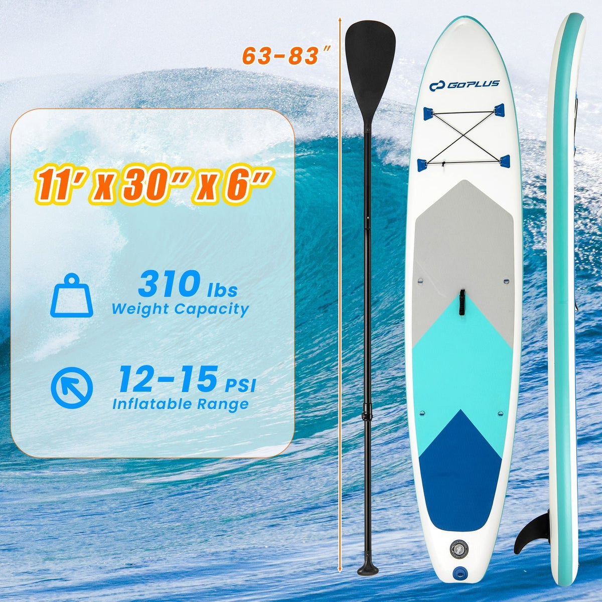 11 Feet Premium SUP Inflatable Stand Up Paddle Board with Accessories-L - Aloha Swim Wellness