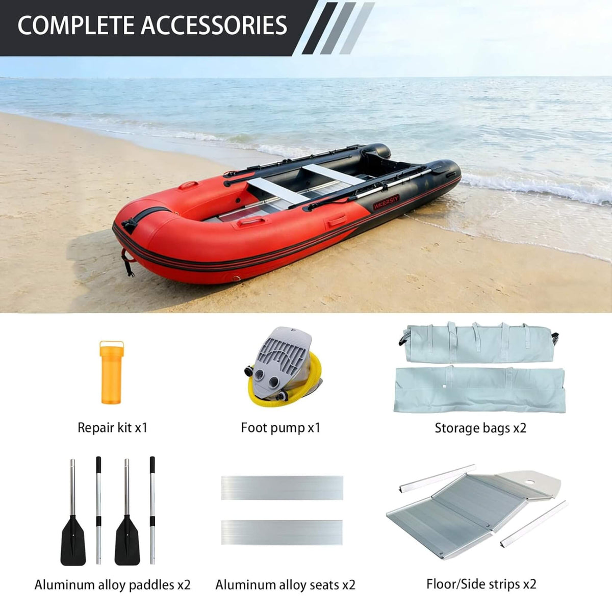 11FT Heavy-Duty Inflatable Dinghy – Aluminum Floor, V-Keel & Oars