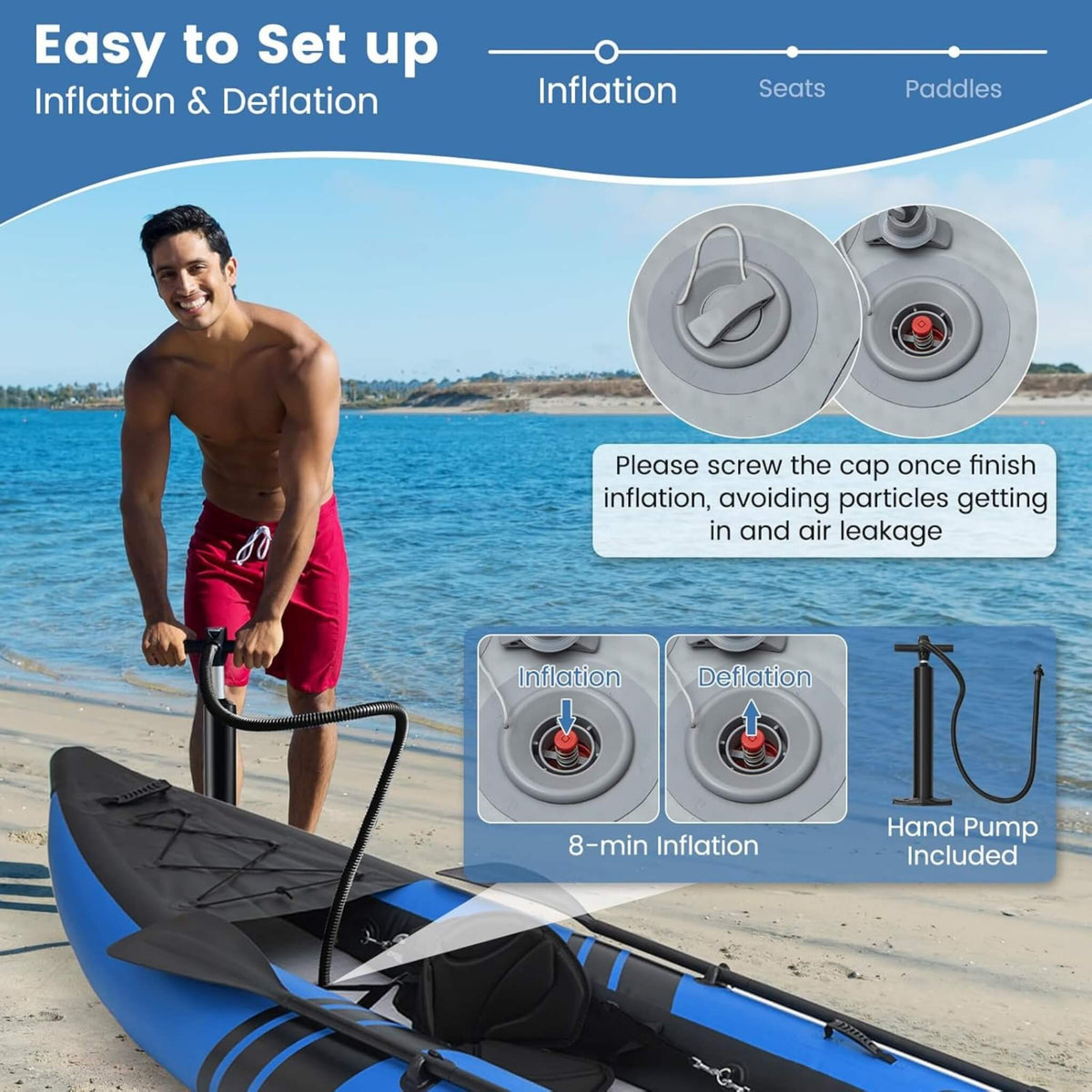 12-Foot Inflatable Tandem Kayak – 2-Person Kit - Aloha Swim Wellness