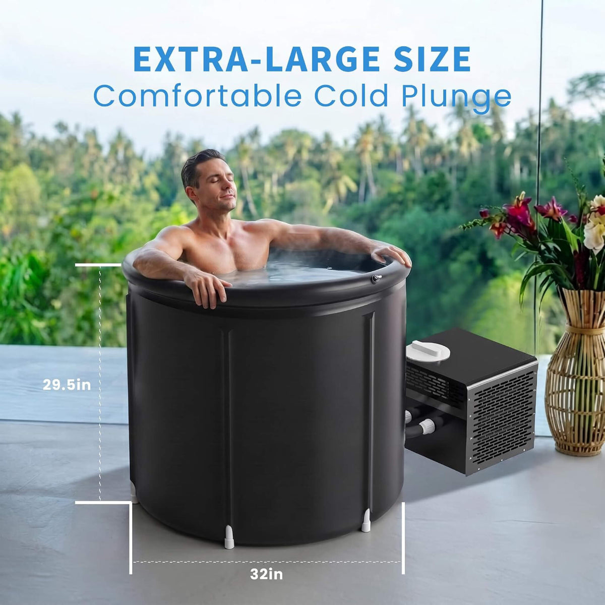 1/3 HP Foldable Cold Plunge Tub with Smart Water Chiller, Filter & Pump