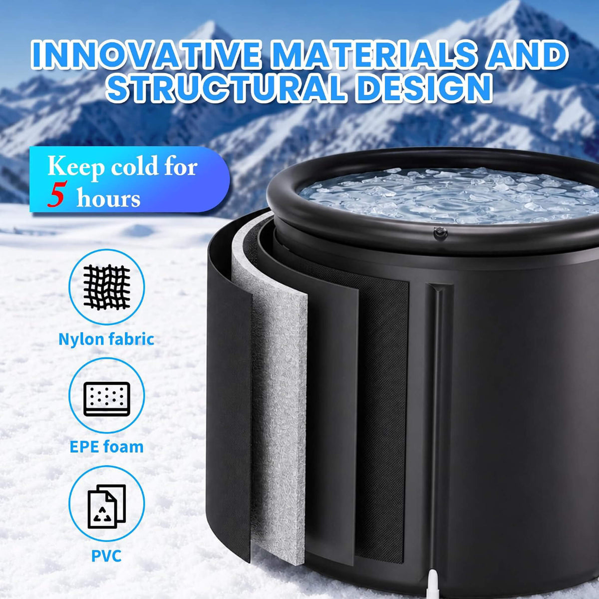 1/3 HP Foldable Cold Plunge Tub with Smart Water Chiller, Filter & Pump