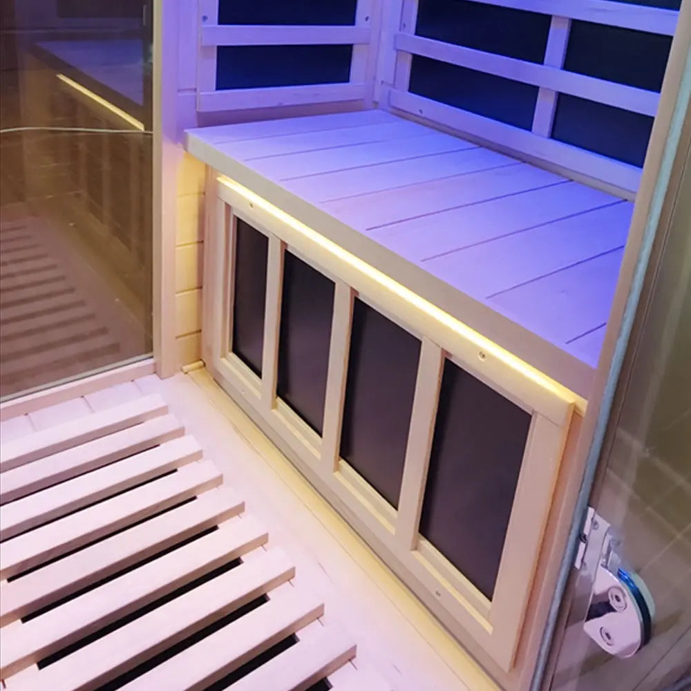 Wizzisaunas 909MX Panoramic Infrared Sauna – Smart App Control & 270° Glass Design