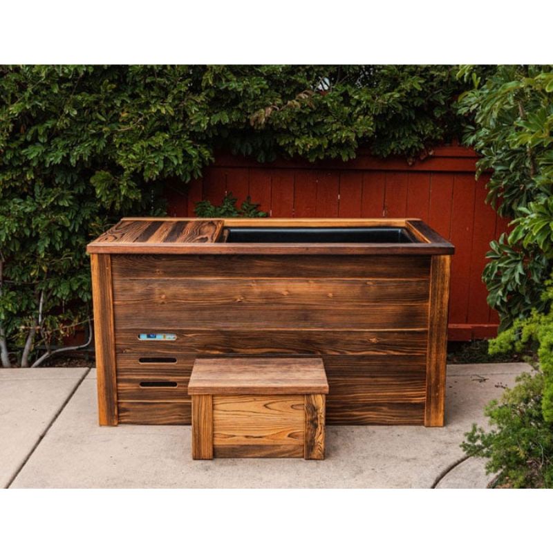 Handcrafted Redwood Cold Plunge – Shou Sugi Ban Finish with 1/4 HP Chiller