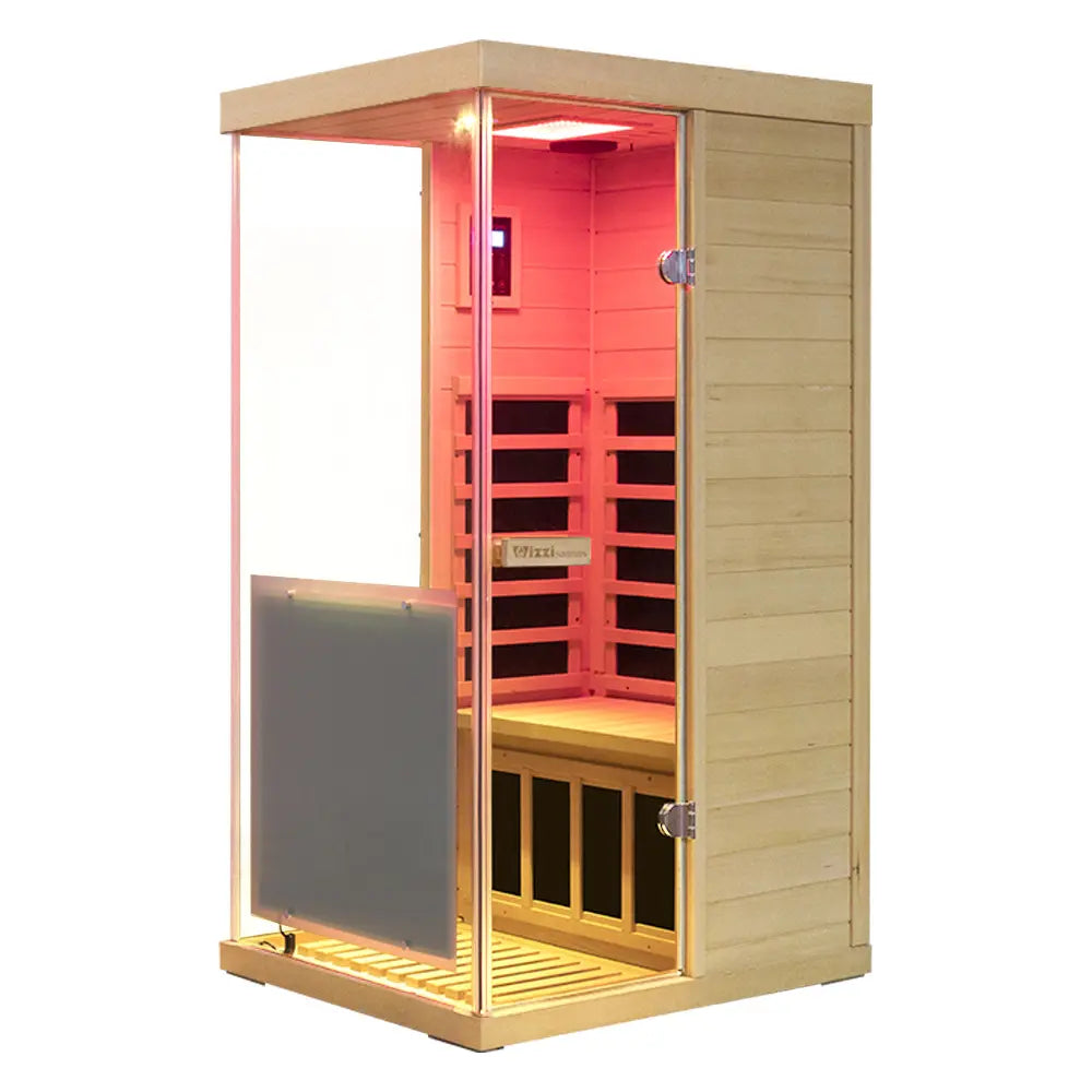 Wizzisaunas 909MX Panoramic Infrared Sauna – Smart App Control & 270° Glass Design