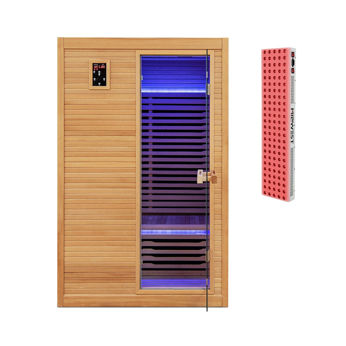 2-Person Infrared Sauna – Canadian Hemlock, Red Light Panel & Bluetooth Audio - Aloha Swim Wellness