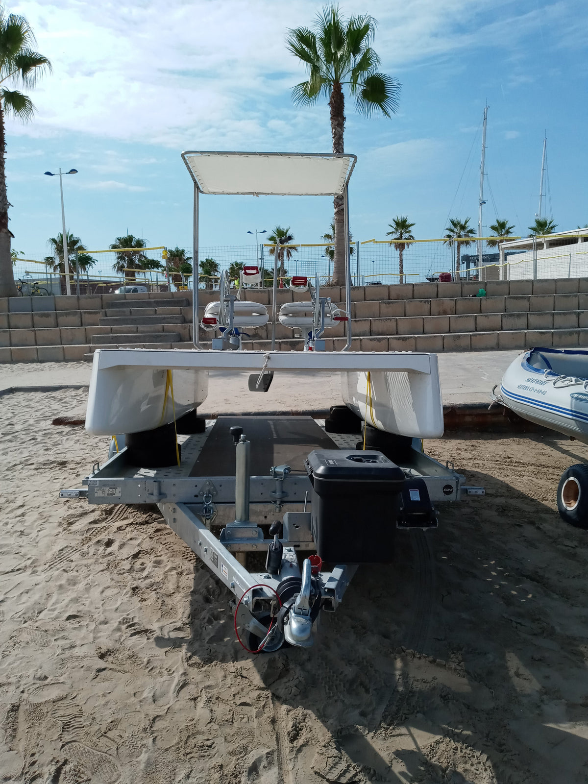 ZEN Pedal Boat – 4-Person Fiberglass Multihull with Optional Electric Motor