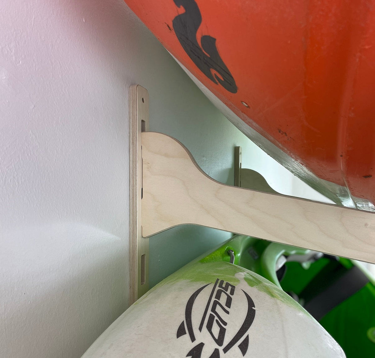Dry Stack Kayak Storage Rack – Baltic Birch, Adjustable Arms & Gear Hooks