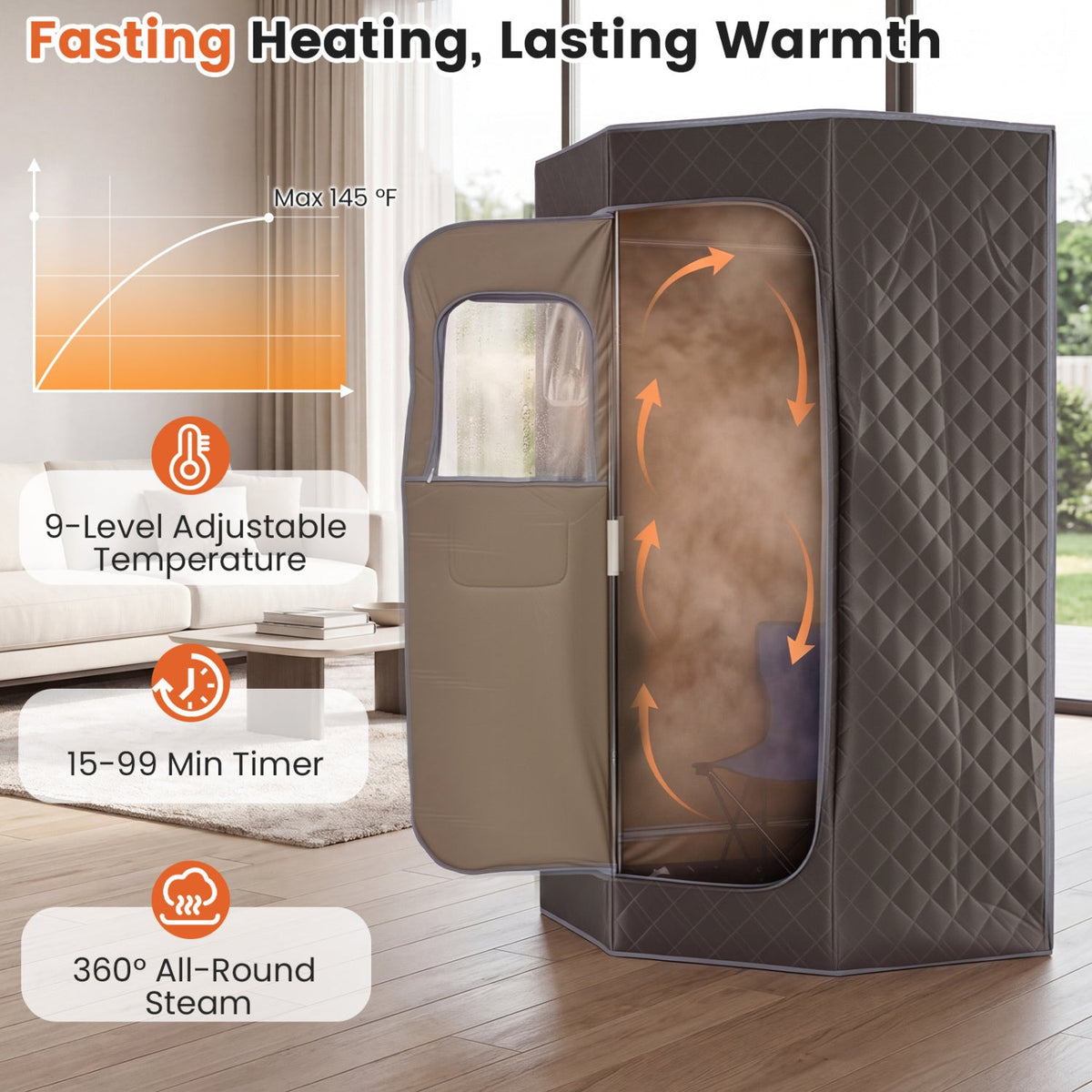 Portable Steam Sauna Tent – 800W Steamer, 3L Tank & Adjustable Temperature Control