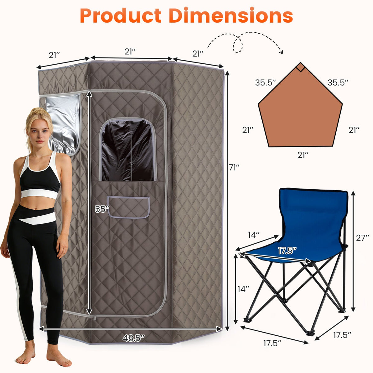 Portable Steam Sauna Tent – 800W Steamer, 3L Tank & Adjustable Temperature Control