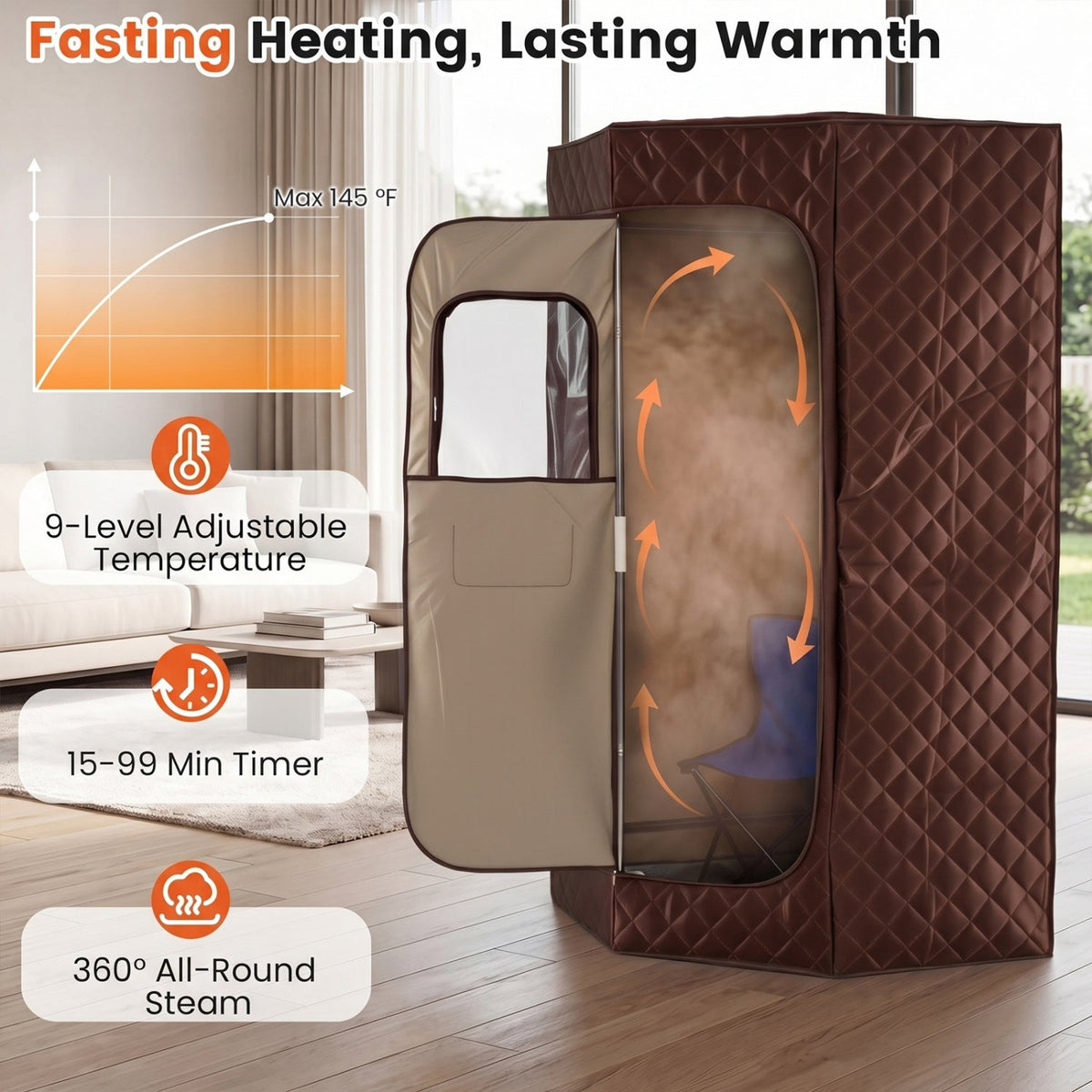 Portable Steam Sauna Tent – 800W Steamer, 3L Tank & Adjustable Temperature Control