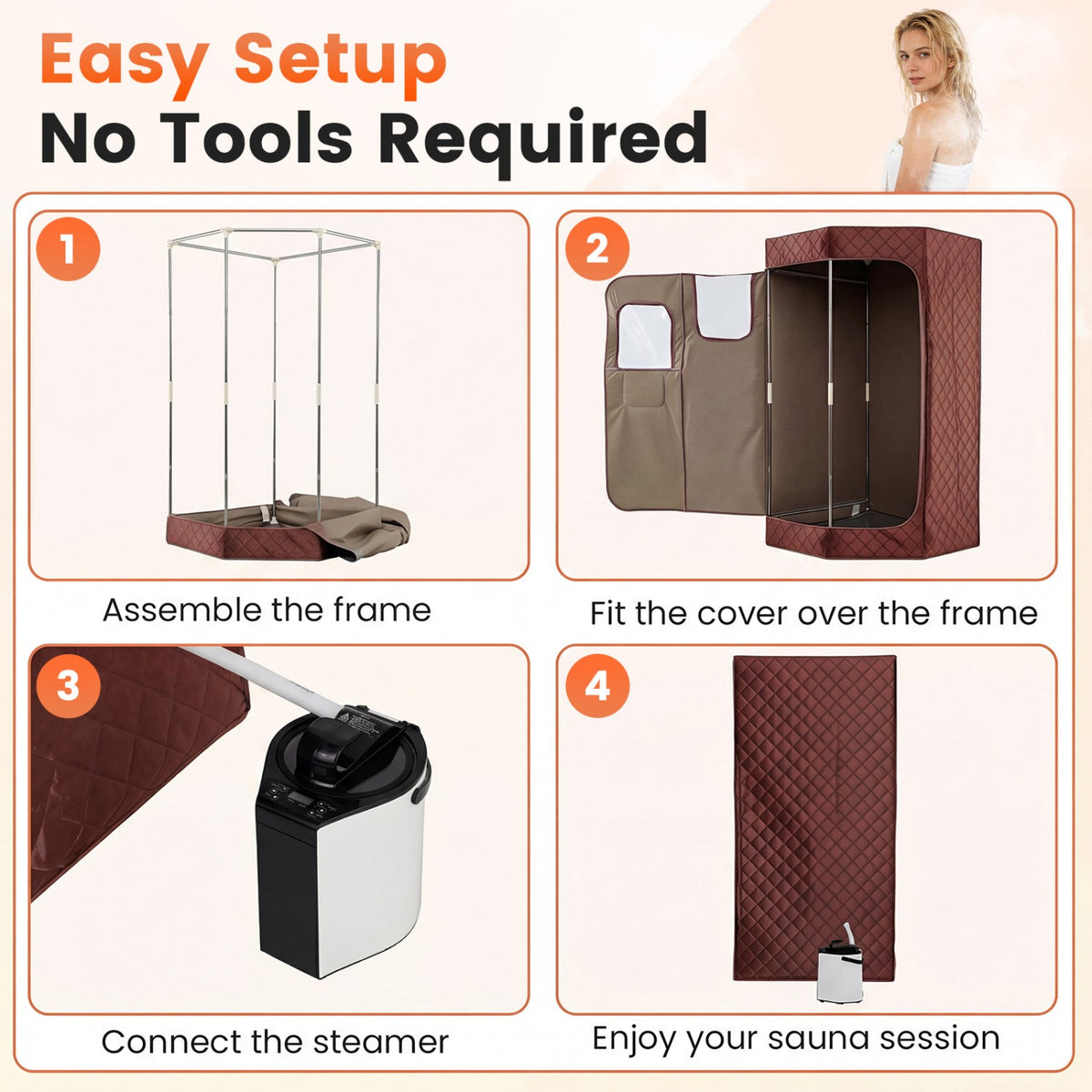 Portable Steam Sauna Tent – 800W Steamer, 3L Tank & Adjustable Temperature Control