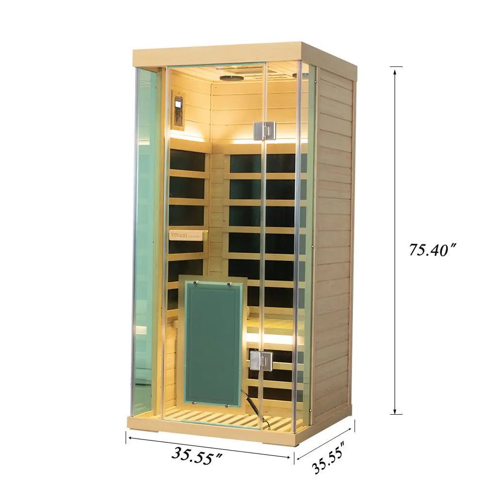 Single-Person Infrared Sauna – Compact Hemlock Wood Sauna for Home Wellness