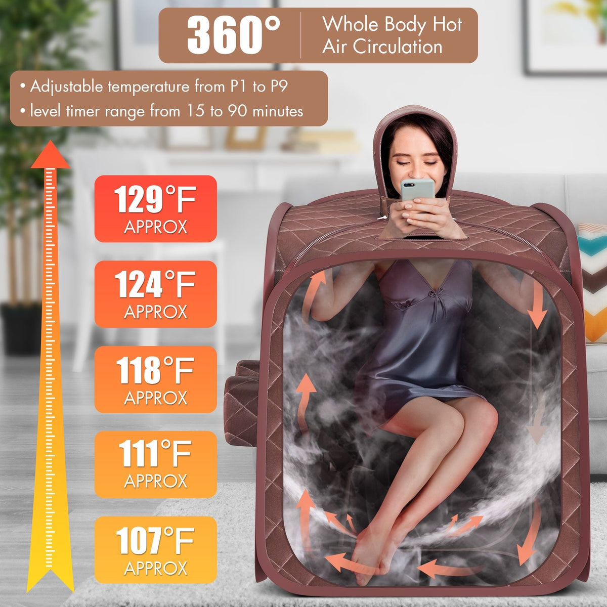 Portable Steam Sauna Tent with 800W Steamer, Folding Chair & Foot Massage Roller