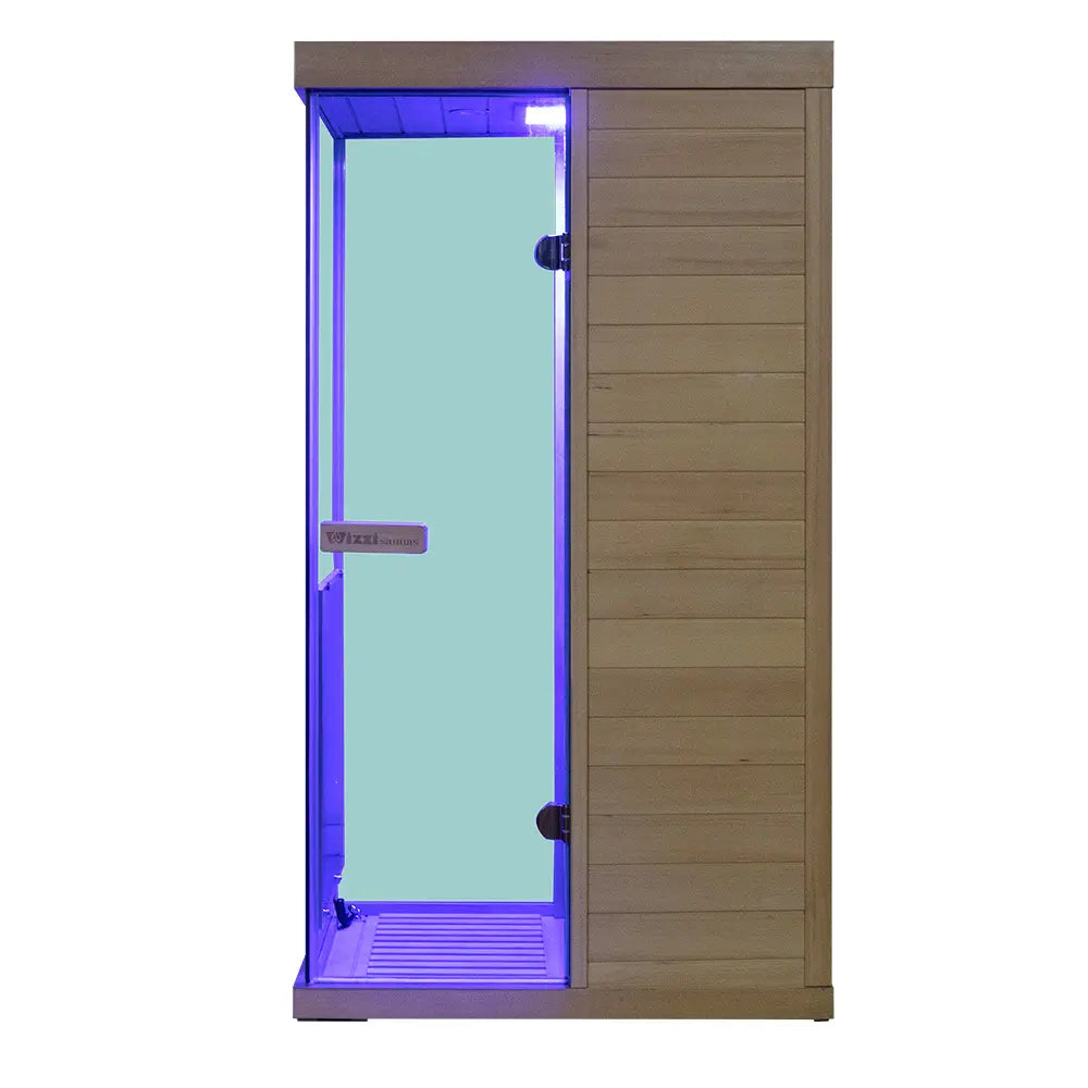Wizzisaunas 909MX Panoramic Infrared Sauna – Smart App Control & 270° Glass Design