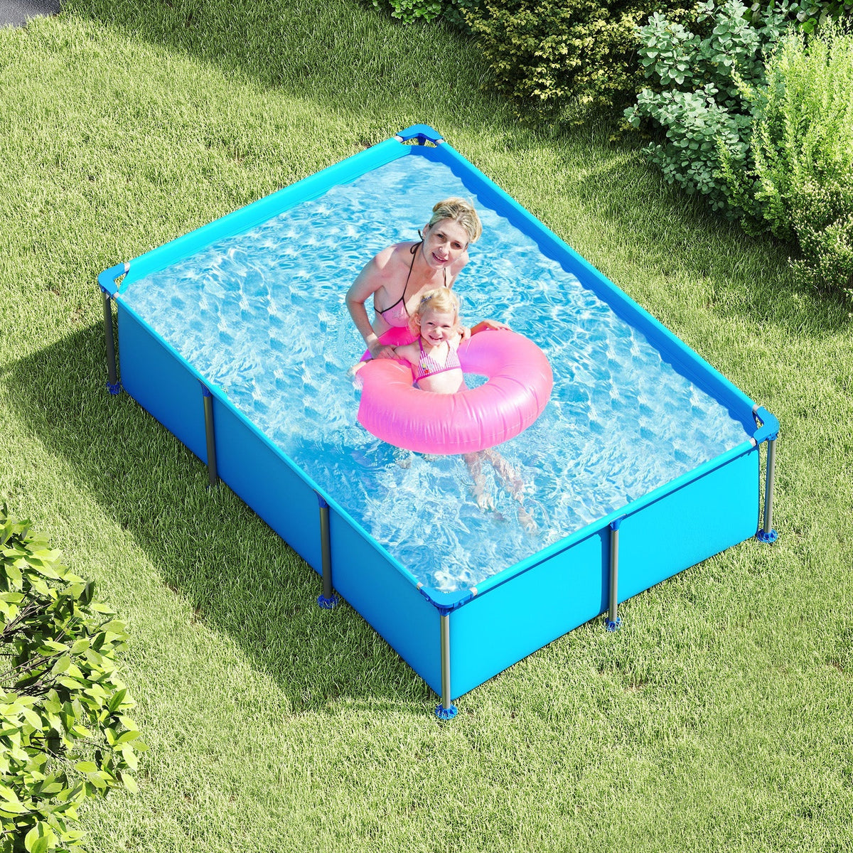 690/978/1158/1617 Gal Outdoor Family Swimming Pool with Metal Frame - Aloha Swim Wellness