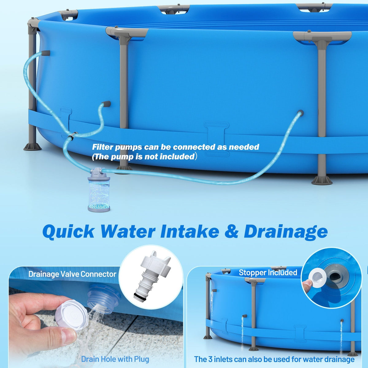 690/978/1158/1617 Gal Outdoor Family Swimming Pool with Metal Frame - Aloha Swim Wellness