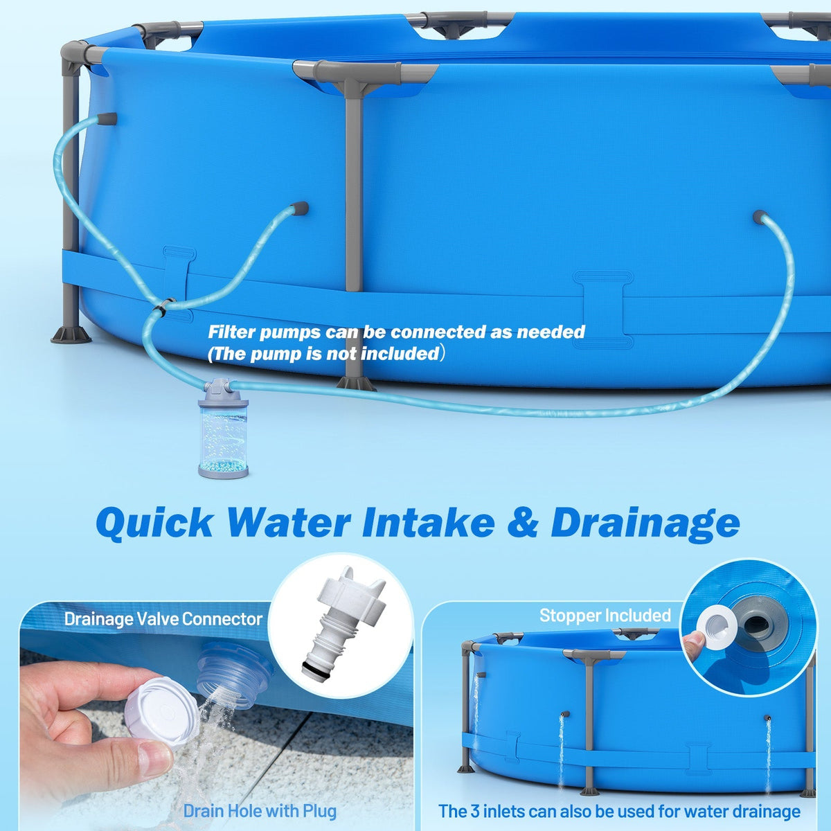 690/978/1158/1617 Gal Outdoor Family Swimming Pool with Metal Frame - Aloha Swim Wellness