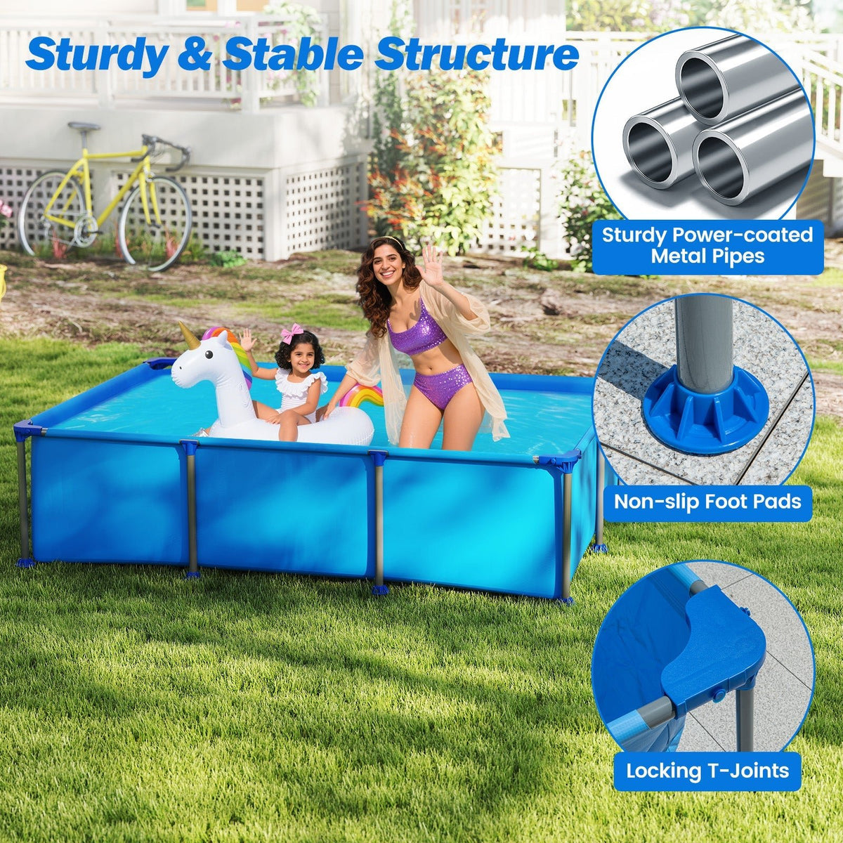 690/978/1158/1617 Gal Outdoor Family Swimming Pool with Metal Frame - Aloha Swim Wellness
