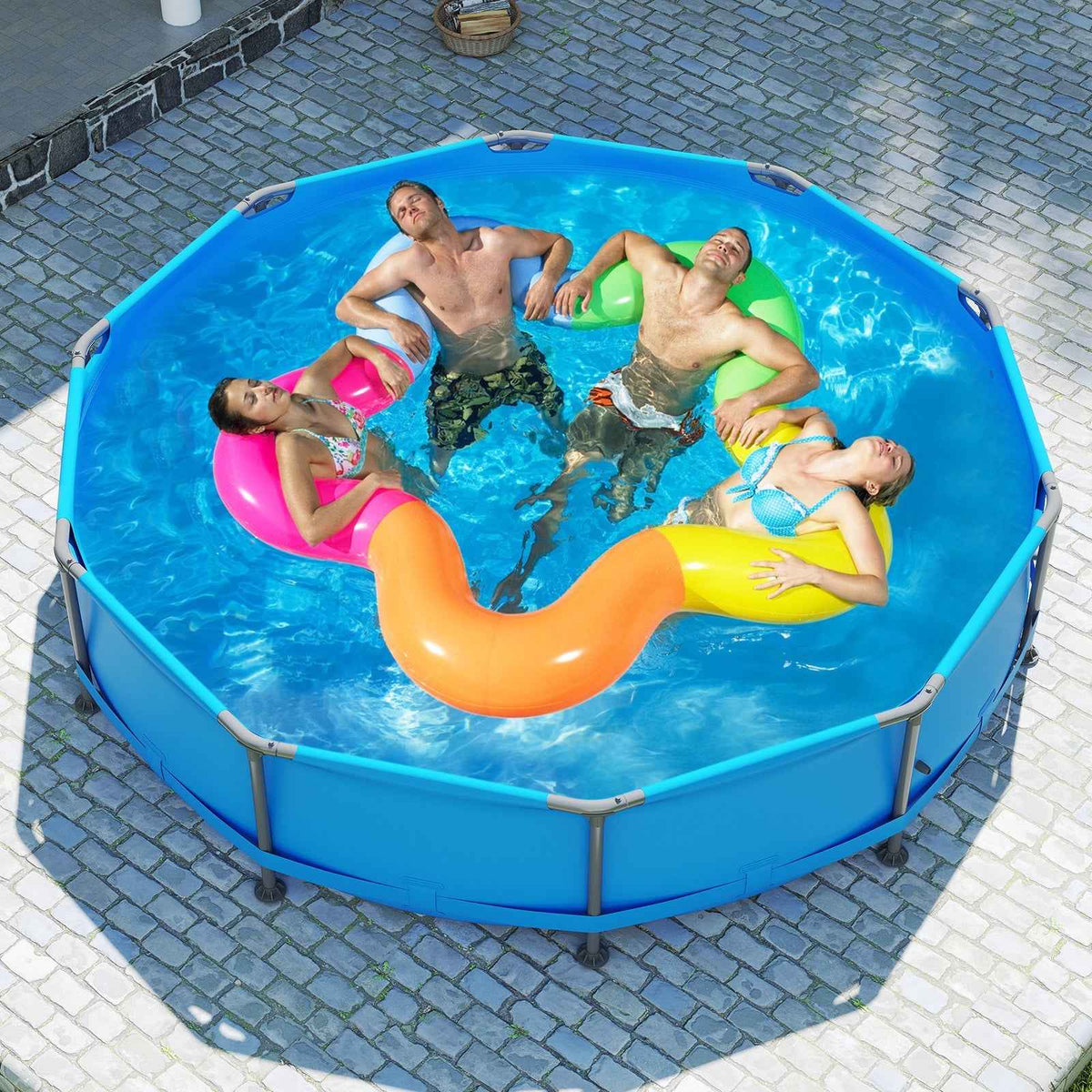 Above Ground Family Swimming Pool – Triple-Layer PVC with Reinforced Metal Frame