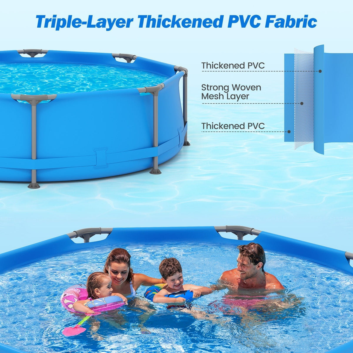 690/978/1158/1617 Gal Outdoor Family Swimming Pool with Metal Frame - Aloha Swim Wellness