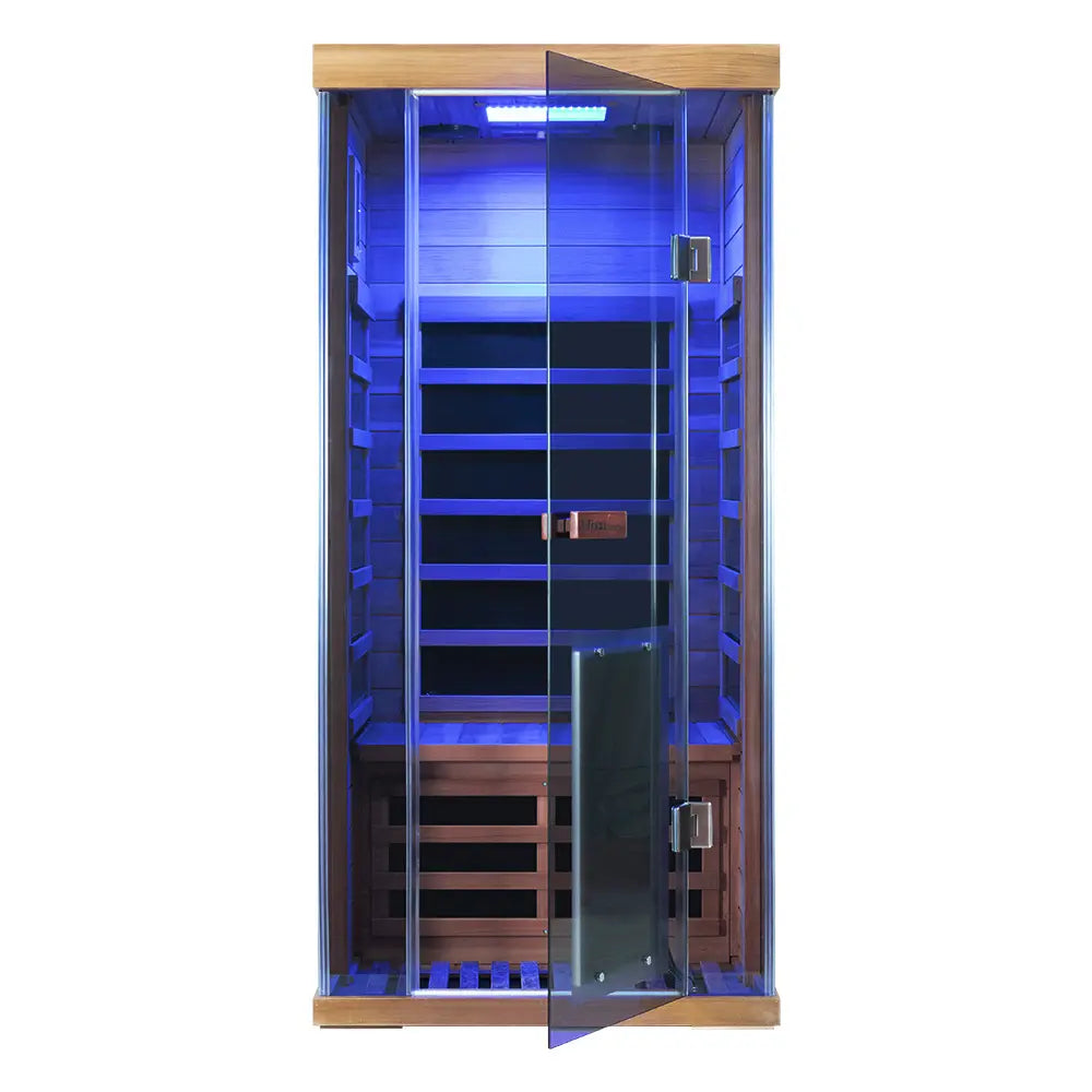 SR01 1-Person Far Infrared Sauna – Canadian Red Cedar, Bluetooth Audio & LED Lighting