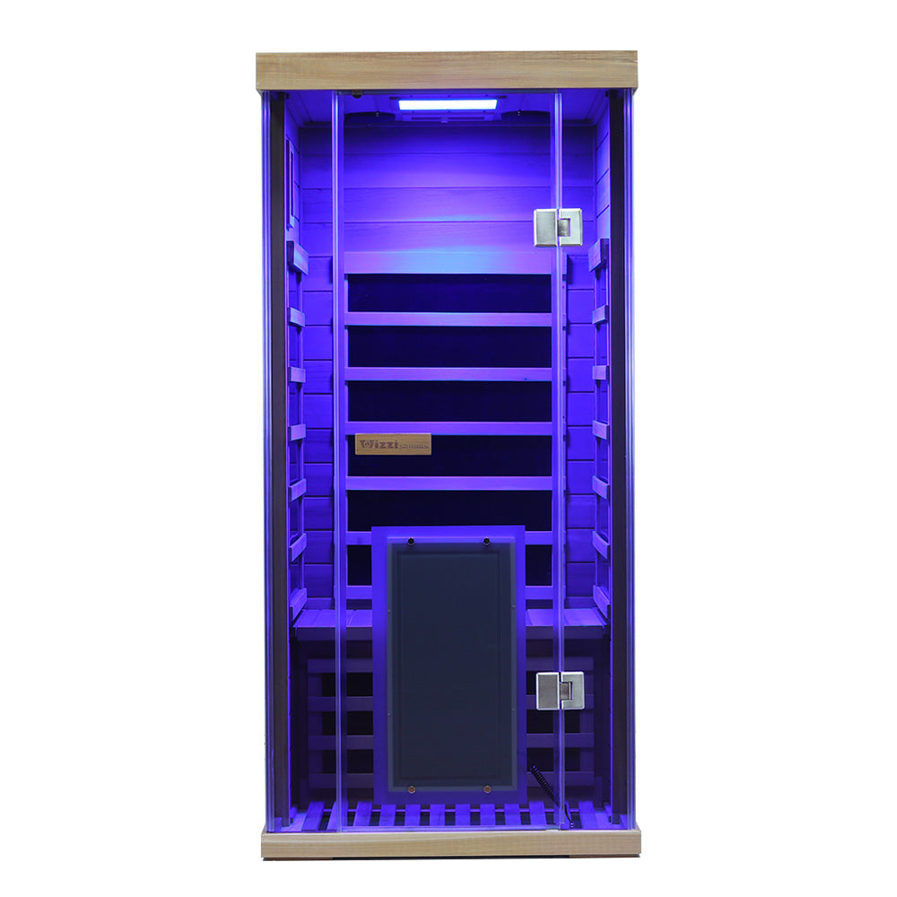 SR01 1-Person Far Infrared Sauna – Canadian Red Cedar, Bluetooth Audio & LED Lighting