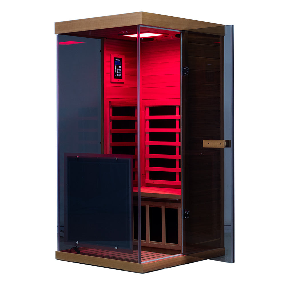 Wizzisaunas 909MX Panoramic Infrared Sauna – Smart App Control & 270° Glass Design