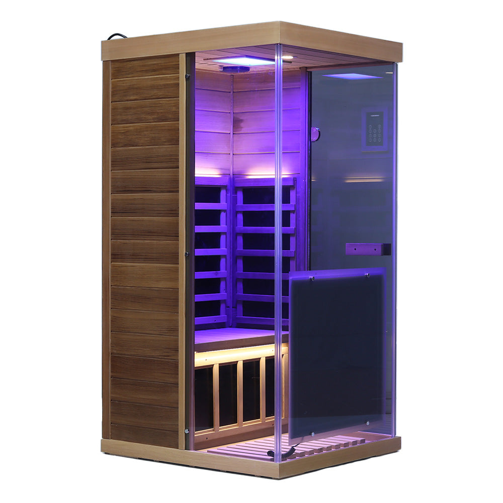Wizzisaunas 909MX Panoramic Infrared Sauna – Smart App Control & 270° Glass Design