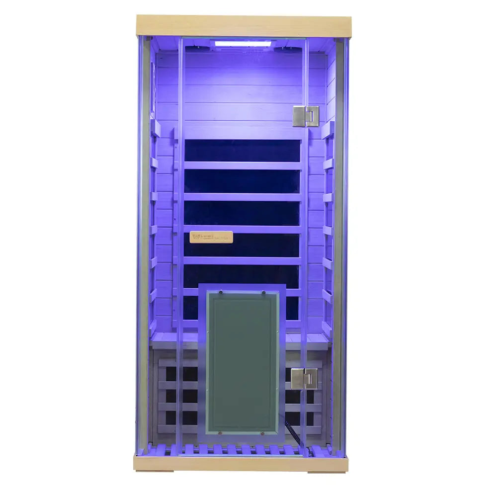 Single-Person Infrared Sauna – Compact Hemlock Wood Sauna for Home Wellness