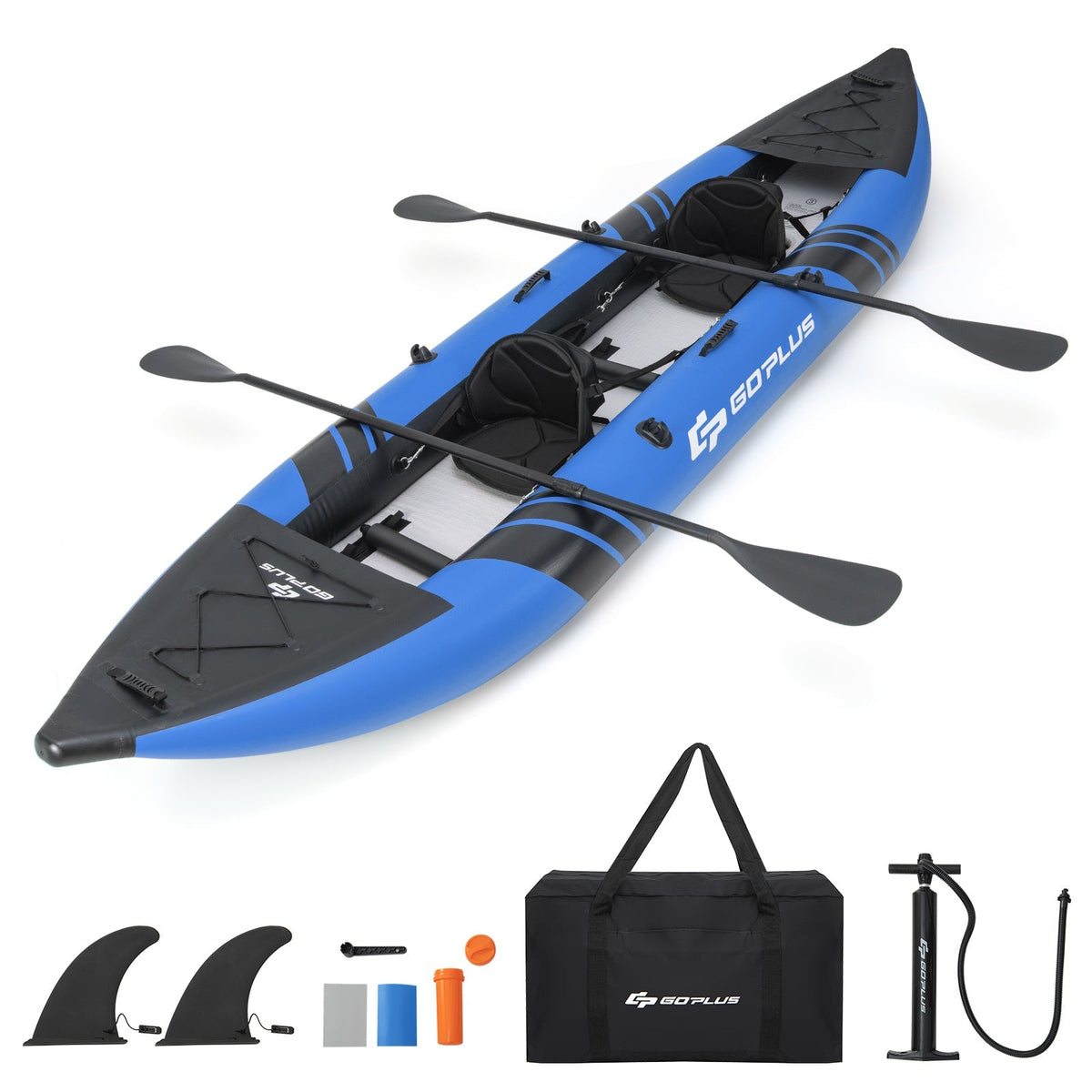 2-Person Inflatable Kayak Set – 3-Chamber Design with Aluminum Oars & Repair Kit
