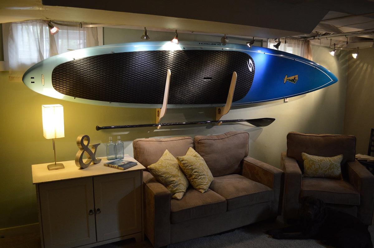 Rado Racks Harbor SUP Wall Rack – Adjustable Baltic Birch Paddle Board Storage