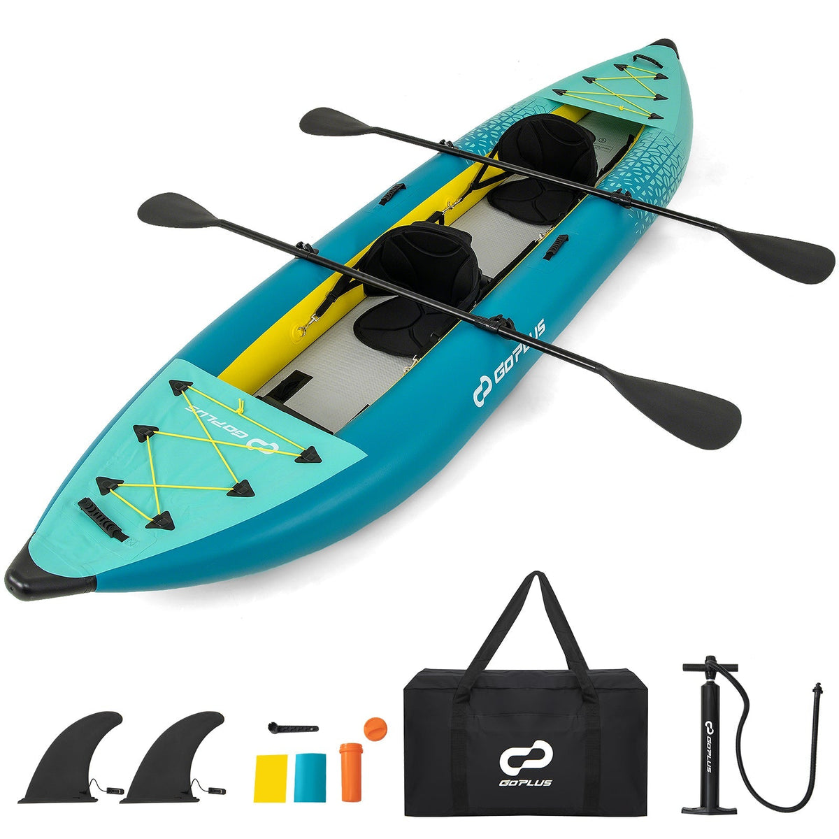 2-Person Inflatable Kayak Set – 3-Chamber Design with Aluminum Oars & Repair Kit