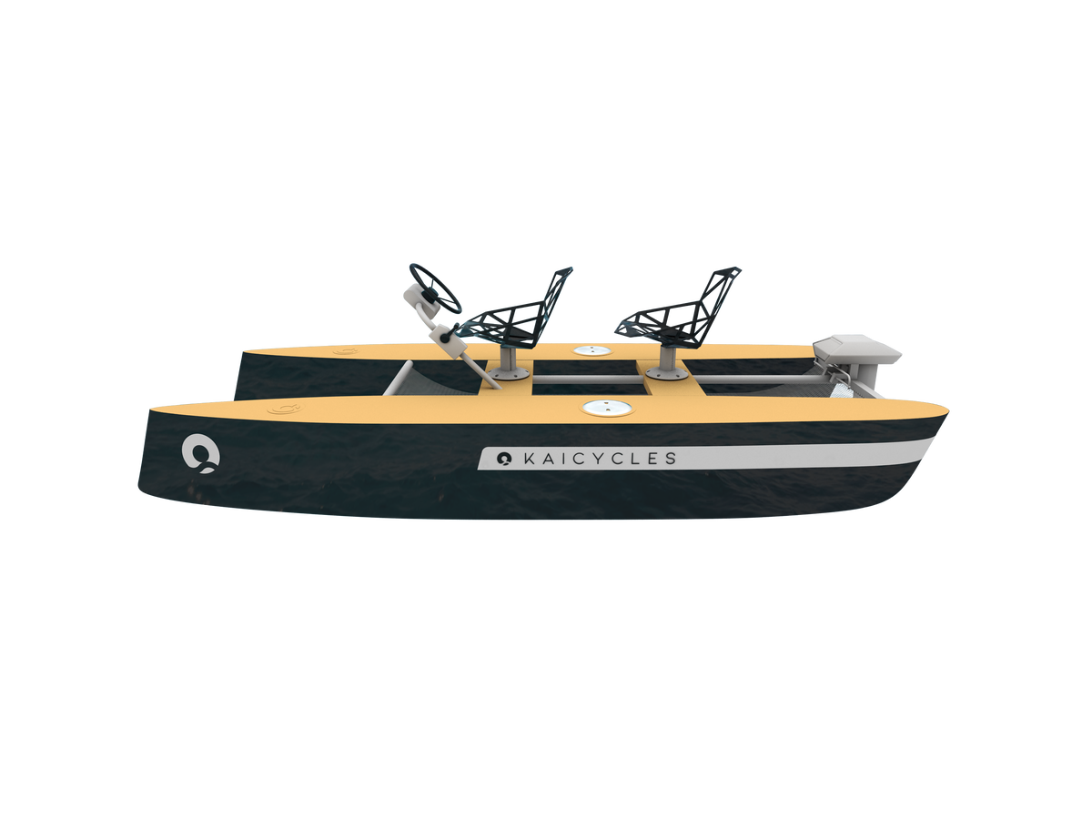 Two-Person Eco Catamaran – Fiberglass Recreational Boat with Optional Electric Motor