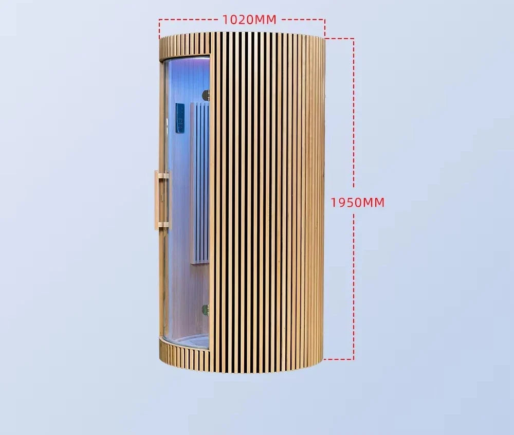 One-Person Indoor Dome Sauna – Solid Wood Cabin with Digital Controls & USB Port