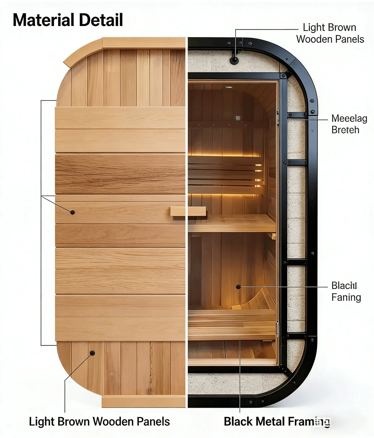 Panoramic Round Outdoor Sauna – Curved Glass Front, Custom Sizing & Complete Heating Package