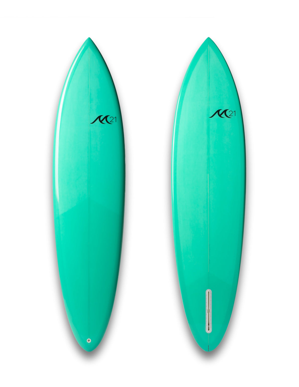 Modern Single Fin Surfboard – 7'0 Retro Single Fin with Beak Nose & Seafoam Green Gloss Finish