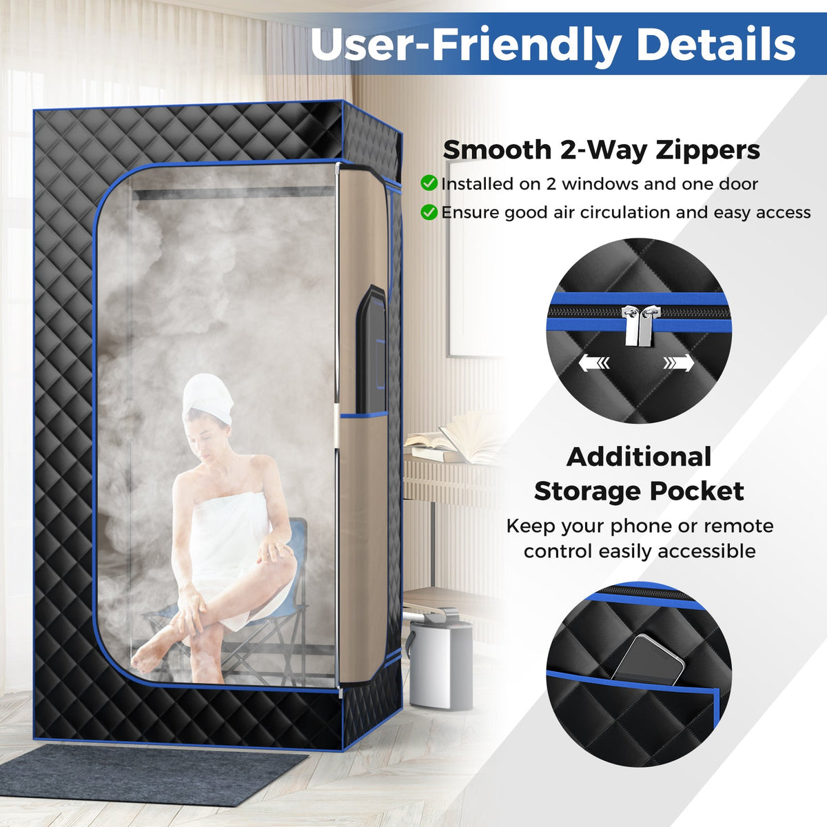 Portable Steam Sauna Tent with 3L Generator & Remote
