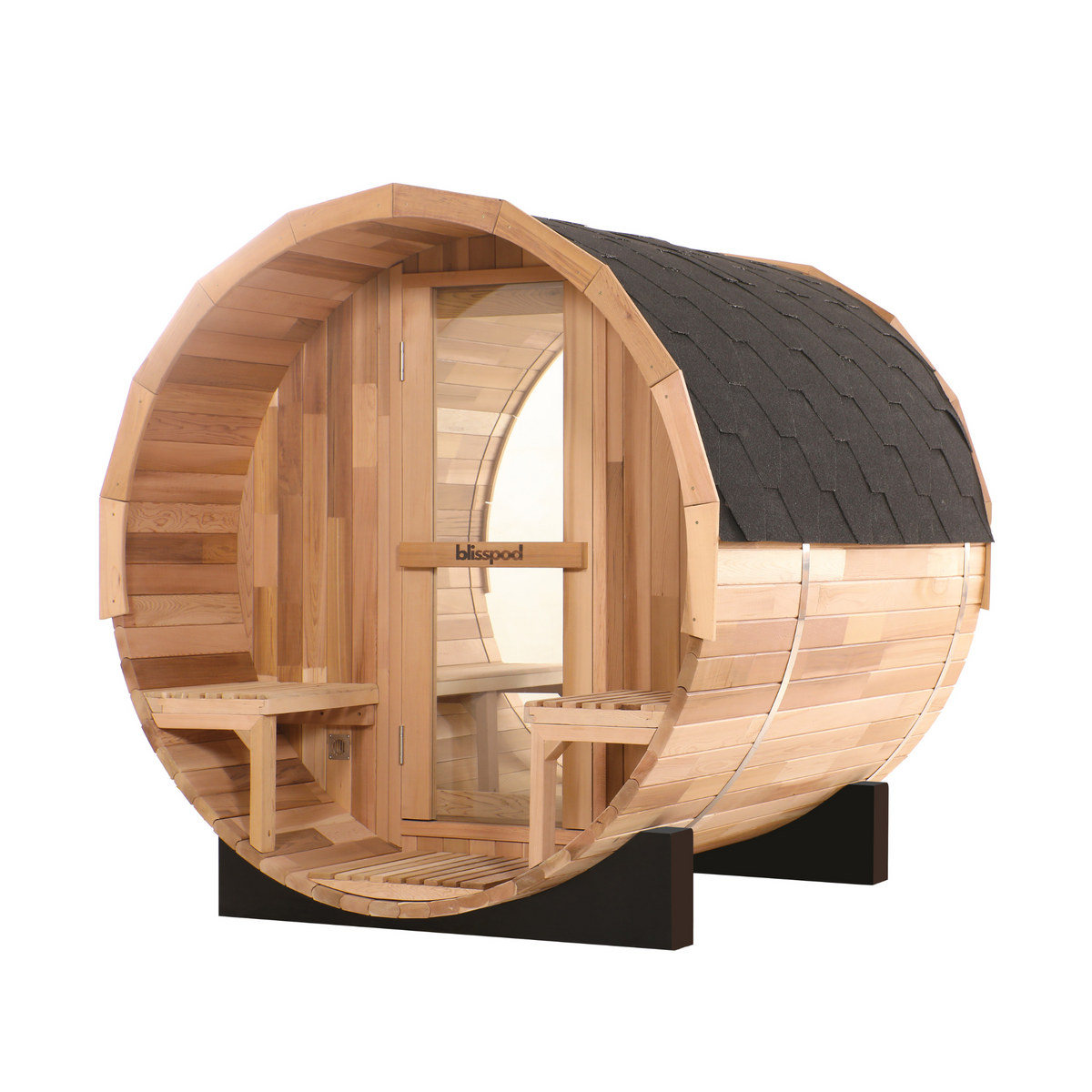 Blisspod Prague Series Outdoor Barrel Sauna – Canadian Red Cedar with Panoramic Glass & 6000W Heater