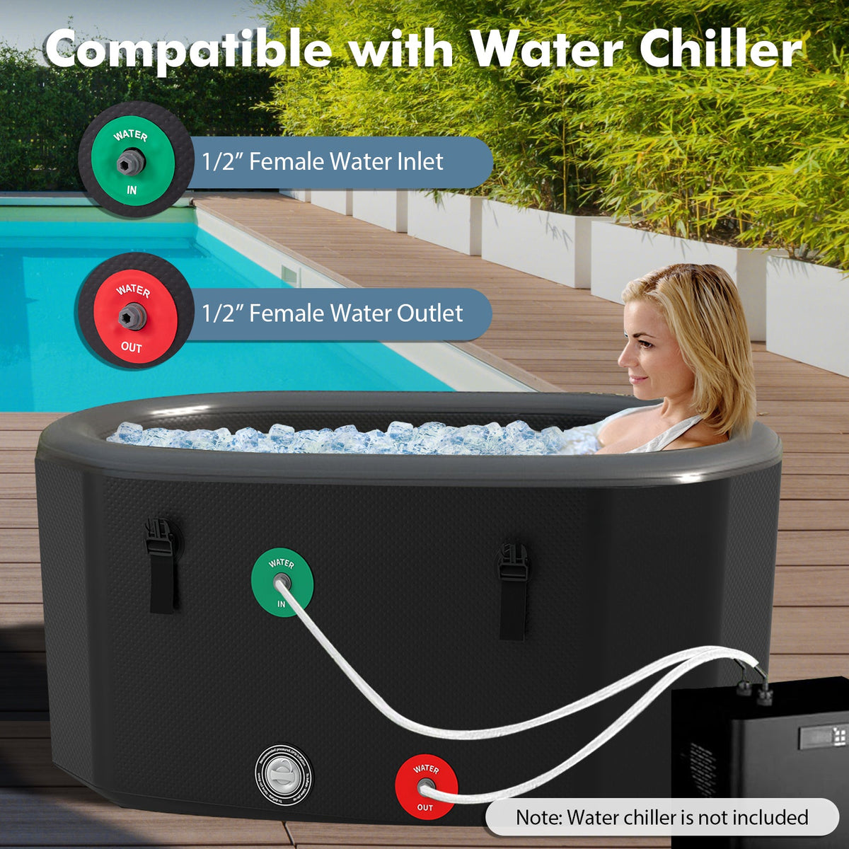 XL 129-Gallon Oval Ice Bath Tub – Portable Insulated Cold Plunge