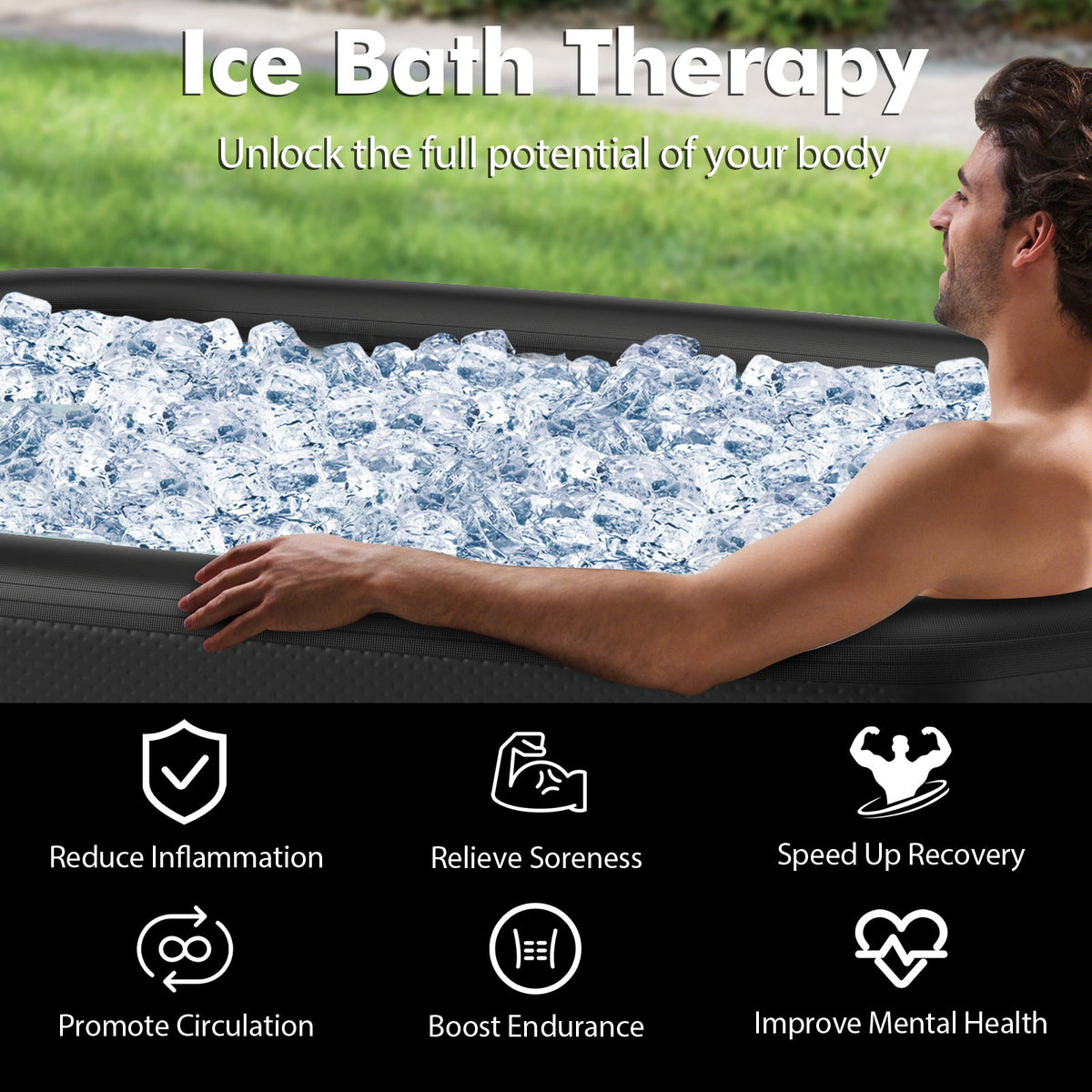 XL 129-Gallon Oval Ice Bath Tub – Portable Insulated Cold Plunge