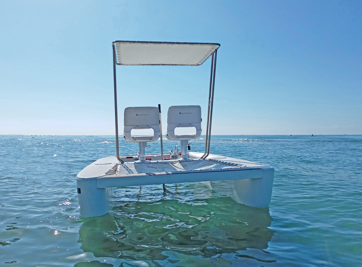 ZEN Pedal Boat – 4-Person Fiberglass Multihull with Optional Electric Motor