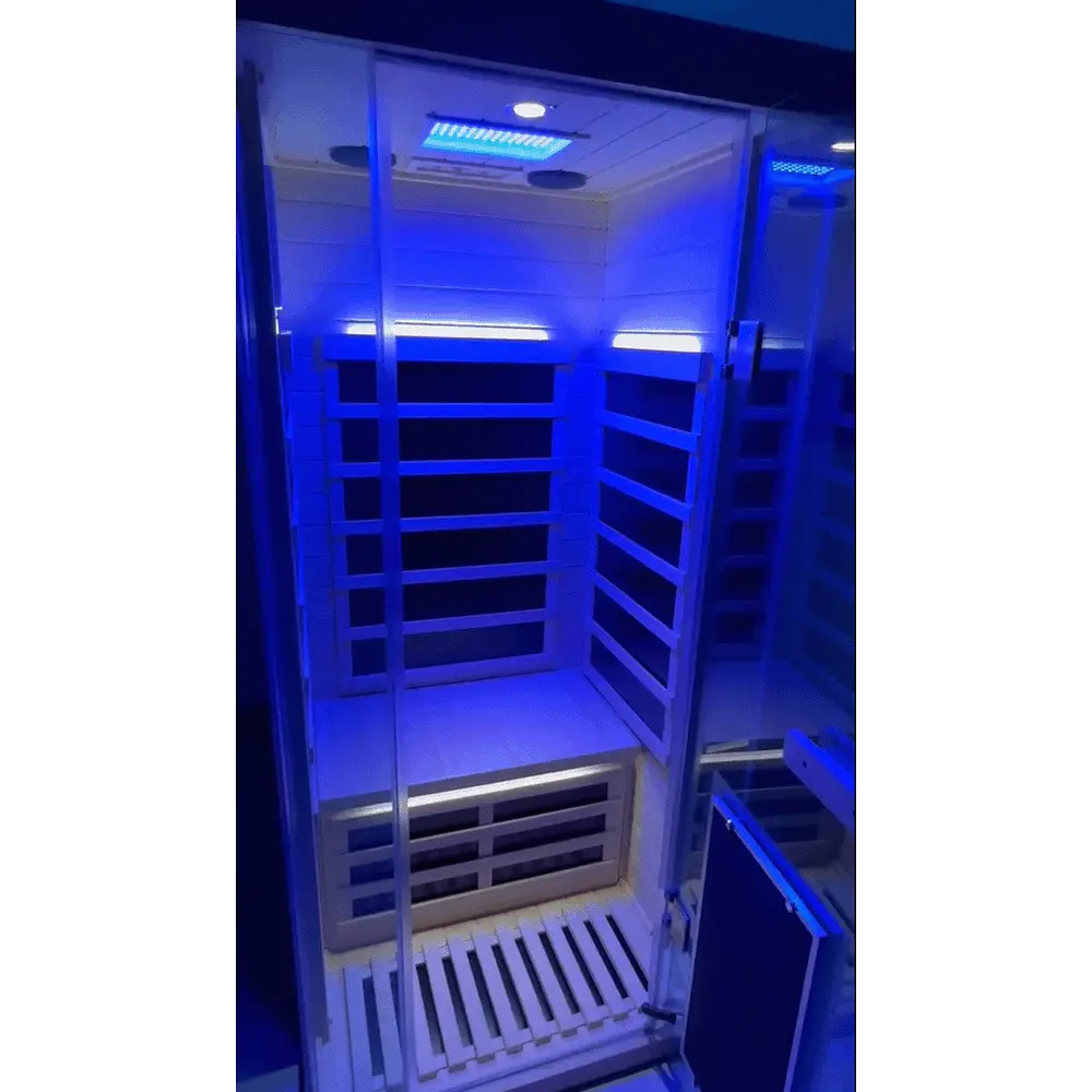Single-Person Infrared Sauna – Compact Hemlock Wood Sauna for Home Wellness