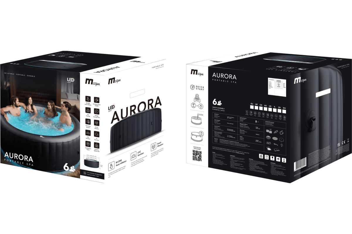 Aqua Marina Aurora Urban Inflatable Spa – LED Ambiance, Auto-Inflation & Integrated Water Care - Aloha Swim Wellness