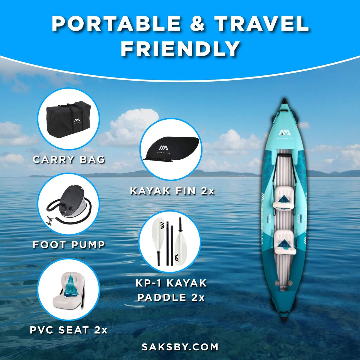 Aqua Marina BETTA BE-412 14-Foot Tandem Kayak - Aloha Swim Wellness