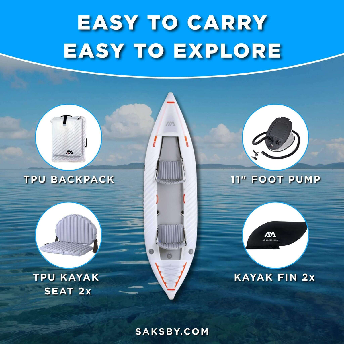 Aqua Marina HALVE HA-398 Ultra-Light Inflatable Kayak - Aloha Swim Wellness